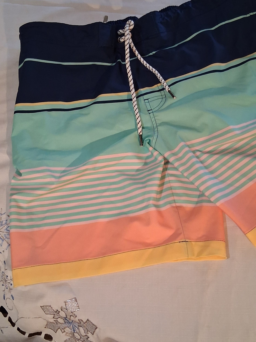 Sonoma Pastel Stripe Swim Shorts in Yellow, Pink and Peach XL 260889